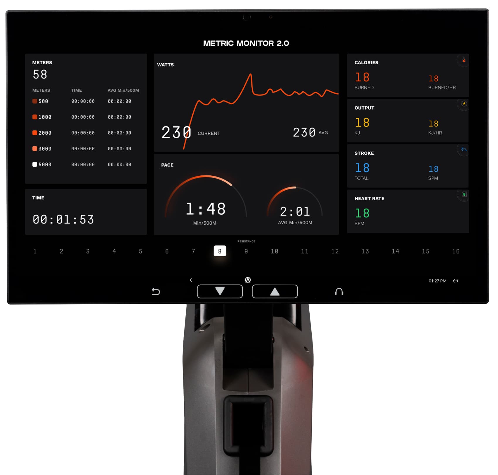 Aviron Metrics Monitor — workout tracking without internet or membership