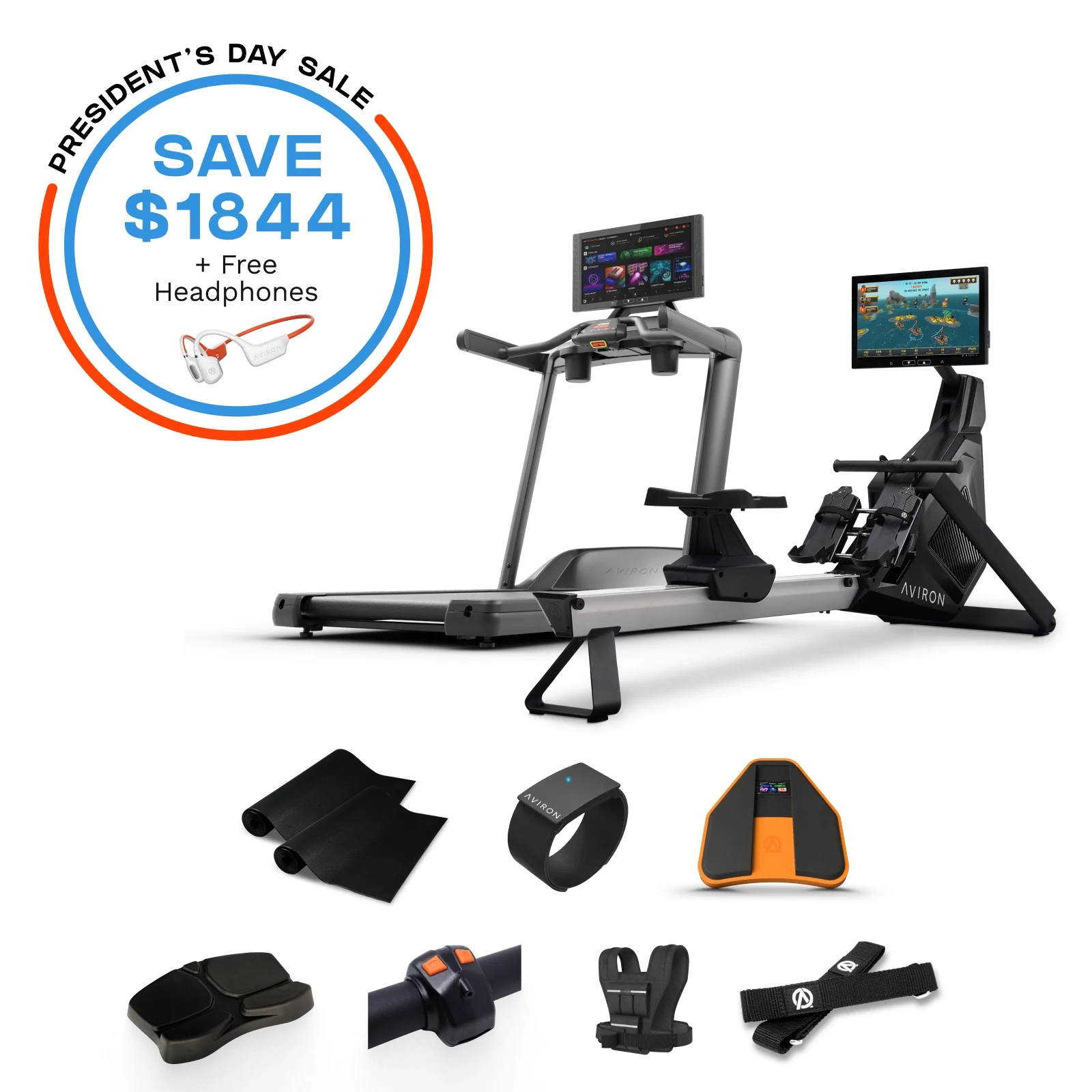 Treadmill Rower Aviron's Ultimate Strong Rower and Victory Treadmill Bundle